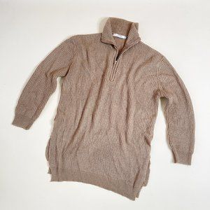 Avantlook Tan Oversized Long Sleeves Half Zip Knitted Sweater camel cozy Size M